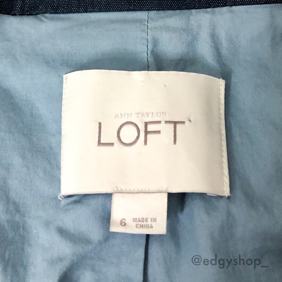 LOFT | Chambray Peplum 3/4 Length Sleeve Blazer - Picture 4 of 5